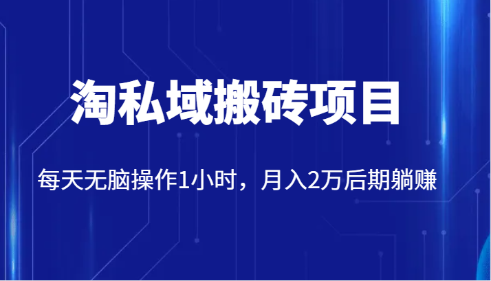 淘私域搬砖项目价值2980元，月入2万！教你开店、选品、躺赚秘籍揭秘-前途喜乐资源网