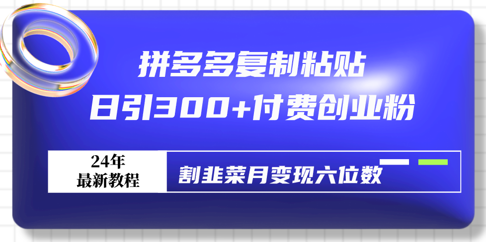 拼多多变现秘籍，日引300粉，轻松月入六位数！-前途喜乐资源网